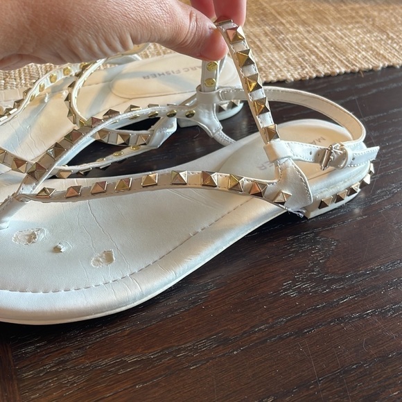 Marc Fisher White Studded Sandals - Picture 3 of 7